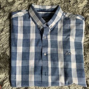 NWOT Cool Bike Blue and White Plaid Shirt